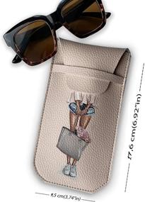 img 2 attached to 💼 Stylish Beige Sunglasses Case: Eyeglass Pouch with Vegan Eco Leather, Fashion Illustration Design