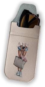 img 3 attached to 💼 Stylish Beige Sunglasses Case: Eyeglass Pouch with Vegan Eco Leather, Fashion Illustration Design