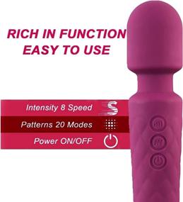 img 2 attached to 💆 MIYUTU Dark Red Handheld Massage Stick: USB Rechargeable Cordless with 8 Speeds and 20 Modes - Perfect Wand Massager for Relaxing Neck, Shoulder, Back, and Full Body Massage