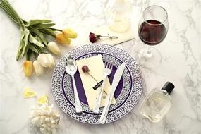 img 3 attached to 🍽️ FOMOICA Purple Silver Plastic Plates and Silverware: 125-Piece Set for Elegant and Hassle-Free Parties, Weddings, Christmas, and Birthdays!