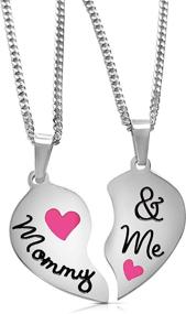 img 2 attached to 👩 Mommy and Me Split Pink Heart Necklaces - Mother Daughter Necklace Set for 2 - Mother's Day Jewelry Gifts for Mom from Little Girl