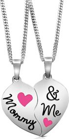 img 3 attached to 👩 Mommy and Me Split Pink Heart Necklaces - Mother Daughter Necklace Set for 2 - Mother's Day Jewelry Gifts for Mom from Little Girl