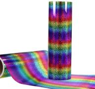 🌈 holographic rainbow strips adhesive vinyl roll - craft vinyl for signs and letters - 12x6ft logo