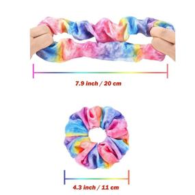 img 2 attached to 🌈 IVARYSS 14PCS Shiny Metallic Hair Scrunchies for Girls & Women - Dazzling Rainbow Colors Elastic Ponytail Holders - Hair Accessories Gift