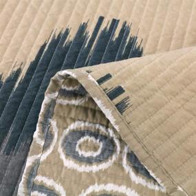 img 1 attached to 🛏️ YAYIDAY Oversize Queen Bedspreads Quilt Set - Peach Skin Fabric - Breathable Coverlet with Pillow Shams - Geometric Modern Black Grey Taupe White Chevron Pattern