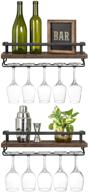 🍾 mkono wall mounted wine shelves: stylish rustic wooden racks for wine bottles, glasses, and plants - perfect kitchen, dining room, or bar storage solution (set of 2, 17 inch) logo