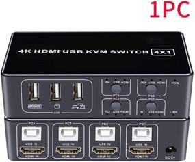 img 2 attached to Wavel 4K Ultra HD KVM Switcher - HDMI KVM Switch USB 4 Port 4K, Sharing Stable USB HDMI for Mouse Keyboard Hub 4 Port