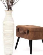 🌸 leewadee large floor vase – handmade wooden flower holder for elegant branch and dried flower decor, 28 inches, white wash finish logo