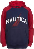 👕 одежда для мальчиков nautica: активный двухцветный флисовый толстовка с капюшоном в минеральном цвете. логотип