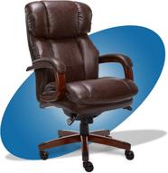 🪑 la-z-boy fairmont big and tall executive office chair - memory foam cushions, high-back, solid wood arms and base - bonded leather, biscuit brown (big & tall) логотип