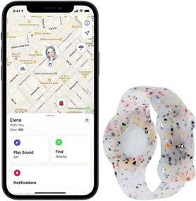 img 2 attached to 📌 LitoDream AirTag Case Strap Wrist Band Soft Silicone | Colorful Terrazzo Design | Protective Cover for Apple Air Tag Finder