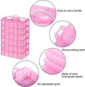 img 2 attached to SGHUO 6-Tier Stackable Storage Container with 60 Compartments for Crafts, Legos, Barbies, Fuse Beads, Washi Tapes, Christmas Decor - Plastic Craft Storage Container with Adjustable Dividers