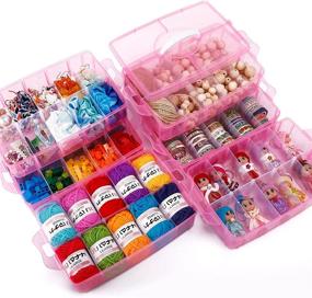 img 1 attached to SGHUO 6-Tier Stackable Storage Container with 60 Compartments for Crafts, Legos, Barbies, Fuse Beads, Washi Tapes, Christmas Decor - Plastic Craft Storage Container with Adjustable Dividers