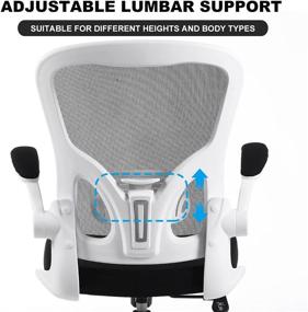 img 1 attached to 💺 Premium White Ergonomic Office Chair with Lumbar Support, Flip-up Arms, and Adjustable Height - Enhance Your Productivity in Style!