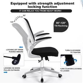 img 3 attached to 💺 Premium White Ergonomic Office Chair with Lumbar Support, Flip-up Arms, and Adjustable Height - Enhance Your Productivity in Style!