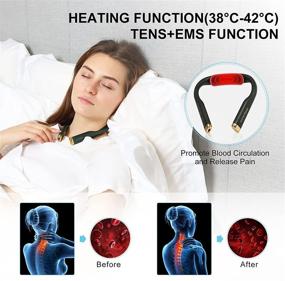 img 2 attached to 🔌 Rechargeable Cordless Electric Pulse Neck Massager with Heat - 5 Modes, 16 Levels - Portable Neck Massager for Pain Relief - Relaxation Gift for Men and Women