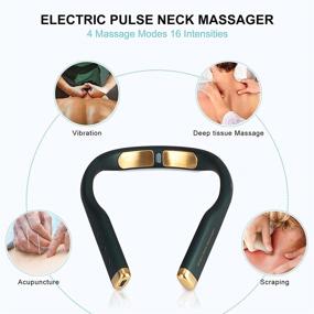 img 3 attached to 🔌 Rechargeable Cordless Electric Pulse Neck Massager with Heat - 5 Modes, 16 Levels - Portable Neck Massager for Pain Relief - Relaxation Gift for Men and Women