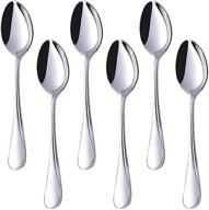 hansgo dinner spoon set of 6 - large teaspoons for home, kitchen or restaurant use - stainless steel metal spoons for desserts logo