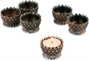 img 4 attached to Sziqiqi Lotus Ghee Lamp Holder Set - Authentic Tibetan Copper Oil Lamps for Altar Décor