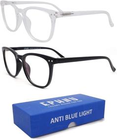 img 4 attached to EPHIU 2 Pack Blue Light Blocking Glasses For Women Men Non Prescription Round Spring Hinge Reading Blue Light Blockers For TV Computer Gaming（Black + Crystal）