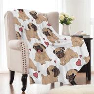 🐶 zevrez cute pug flannel fleece blanket 60"x 80", soft kids blanket with dogs for boys girls – perfect bed couch sofa living room blanket for pug lovers (twin size) logo