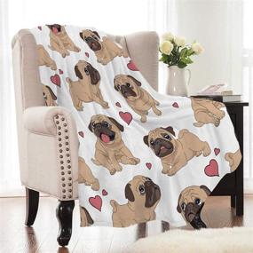 img 4 attached to 🐶 Zevrez Cute Pug Flannel Fleece Blanket 60"x 80", Soft Kids Blanket with Dogs for Boys Girls – Perfect Bed Couch Sofa Living Room Blanket for Pug Lovers (Twin Size)