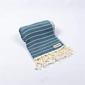 img 3 attached to 🏖️ Sand Cloud Turkish Towel - Peshtemal Cotton - The Gocek (Denim) - Ideal for Beach or Cozy Blanket Use