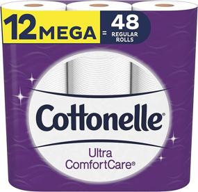 img 4 attached to 🧻 Бежевая туалетная бумага Cottonelle Ultra ComfortCare, 12 мегарулонов (эквивалент 48 обычных рулонов), мягкое полотенце для ванной - 3408 штук