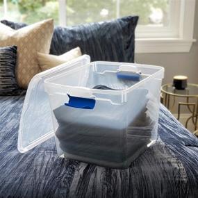 img 3 attached to 📦 HOMZ 3430CLRDC.04 Plastic Storage Bins: Stackable, Modular, 31 Quart, Clear (4-Pack) with Blue Latching Handles