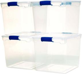 img 1 attached to 📦 HOMZ 3430CLRDC.04 Plastic Storage Bins: Stackable, Modular, 31 Quart, Clear (4-Pack) with Blue Latching Handles