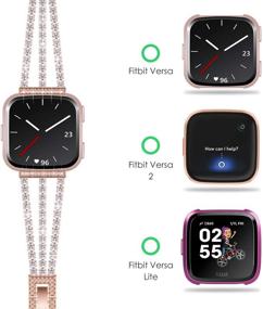 img 3 attached to 💎 KADES Браслеты для женщин для Fitbit Versa 2 - Праздничный металлический браслет с бликами камней Ронделей для умных часов Fitbit Versa/Versa 2 /Versa Lite/Versa SE, розовое золото.