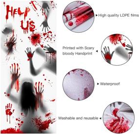 img 1 attached to Halloween Giant Bloody Handprint Decorations with Window Clings - Scary Zombie Creepy Props for Haunted House Decor and Party Favor - 8PCS Halloween Door Cover Window Poster