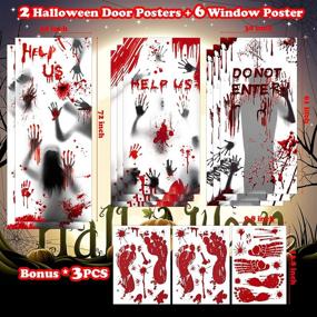 img 2 attached to Halloween Giant Bloody Handprint Decorations with Window Clings - Scary Zombie Creepy Props for Haunted House Decor and Party Favor - 8PCS Halloween Door Cover Window Poster