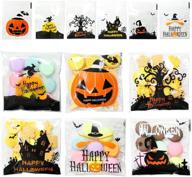 haddiy halloween small cellophane candy bags - 300 count | self-adhesive clear treat bags for kids halloween party favors and gift packing logo