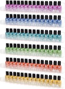 img 4 attached to 🔳 BTremary Clear Acrylic Nail Polish Holder Organizer Storage Racks - 6 Pack Hanging Nail Polish Rack Shelf Floating Wall Mount Hold up to 96 Bottles