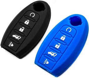 img 4 attached to EYANBIS Silicone Key Fob Cover Fit For Nissan Armada Murano Rogue Maxima Altima Pathfinder Infiniti Q50 Q60 QX50 QX80 Smart 5 Buttons Interior Accessories
