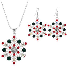 img 4 attached to Snowflake Earrings Necklace Rhinestone Christmas