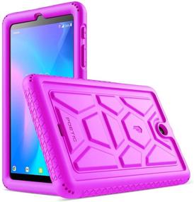 img 4 attached to 🐢 Poetic TurtleSkin Series: Heavy Duty Shockproof Kids Friendly Silicone Case Cover for Alcatel Joy Tab & Alcatel 3T 8-inch Tablet - Purple
