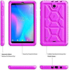 img 3 attached to 🐢 Poetic TurtleSkin Series: Heavy Duty Shockproof Kids Friendly Silicone Case Cover for Alcatel Joy Tab & Alcatel 3T 8-inch Tablet - Purple