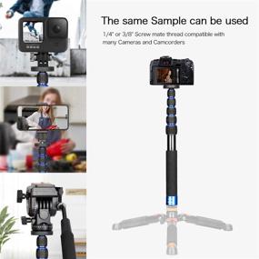 img 1 attached to 📸 Koolehaoda K-266 Blue: Compact 6-Section Monopod for Travel Photography, Load Capacity 10kg/22lbs, 15-inch Foldable Aluminum Alloy Unipod Stick