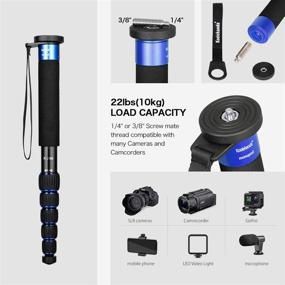img 3 attached to 📸 Koolehaoda K-266 Blue: Compact 6-Section Monopod for Travel Photography, Load Capacity 10kg/22lbs, 15-inch Foldable Aluminum Alloy Unipod Stick