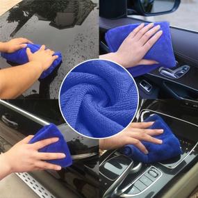 img 1 attached to 🧤 YuCool 4 Pack Car Wash Mitts: Waterproof Microfiber Gloves for Scratch-Free, High Density, Ultra-Soft Washing - Use Wet or Dry with 2 Cleaning Clothes in Green and Blue