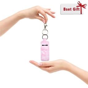 img 2 attached to 👄 Chapstick Holder Keychain Lipstick Sleeve Pouch Lip Balm Portable Pocket Lip Gloss Tube Holder Clip-on Chapsticks Travel Accessories Marble (5pcs-marble): Convenient and Stylish Lip Care Solution