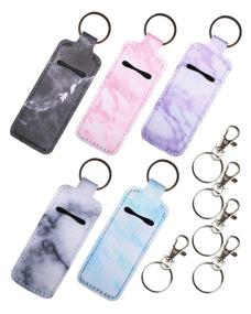 img 4 attached to 👄 Chapstick Holder Keychain Lipstick Sleeve Pouch Lip Balm Portable Pocket Lip Gloss Tube Holder Clip-on Chapsticks Travel Accessories Marble (5pcs-marble): Convenient and Stylish Lip Care Solution