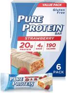 🍓 pure protein bars - high protein, nutritious snacks for energy support, low sugar, gluten-free, strawberry greek yogurt flavor, 1.76oz, pack of 6 logo