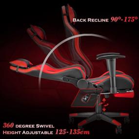 img 2 attached to 🕹️ Soontrans Gaming Chair with Footrest - Comfortable Ergonomic Office Chair for Adults (Black/Red)