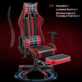 img 3 attached to 🕹️ Soontrans Gaming Chair with Footrest - Comfortable Ergonomic Office Chair for Adults (Black/Red)