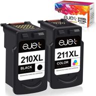 🖨️ ejet remanufactured ink cartridge canon 210xl 211xl pgi210xl combo - compatible with pixma ip2702 mp230 mp240 mp250 mp280 mp480 mp490 mp495 mp499 mx320 mx330 mx340 (1 black, 1 tri-color) logo