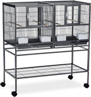 🐦 prevue pet products f070 hampton deluxe divided breeder cage with stand - black hammertone, 1/2-inch логотип