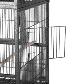 img 1 attached to 🐦 Prevue Pet Products F070 Hampton Deluxe Divided Breeder Cage with Stand - Black Hammertone, 1/2-Inch